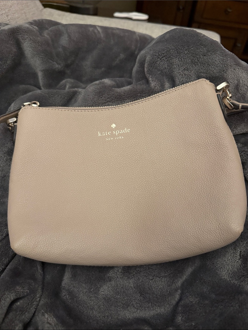 kate spade Pebbled Leather Shoulder Bag in Taupe